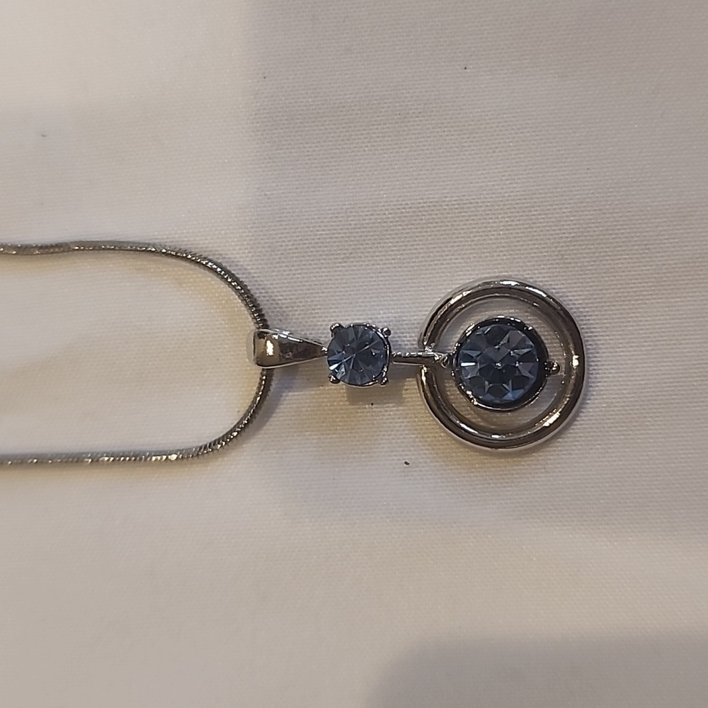 Silver and Blue Pendant Necklace